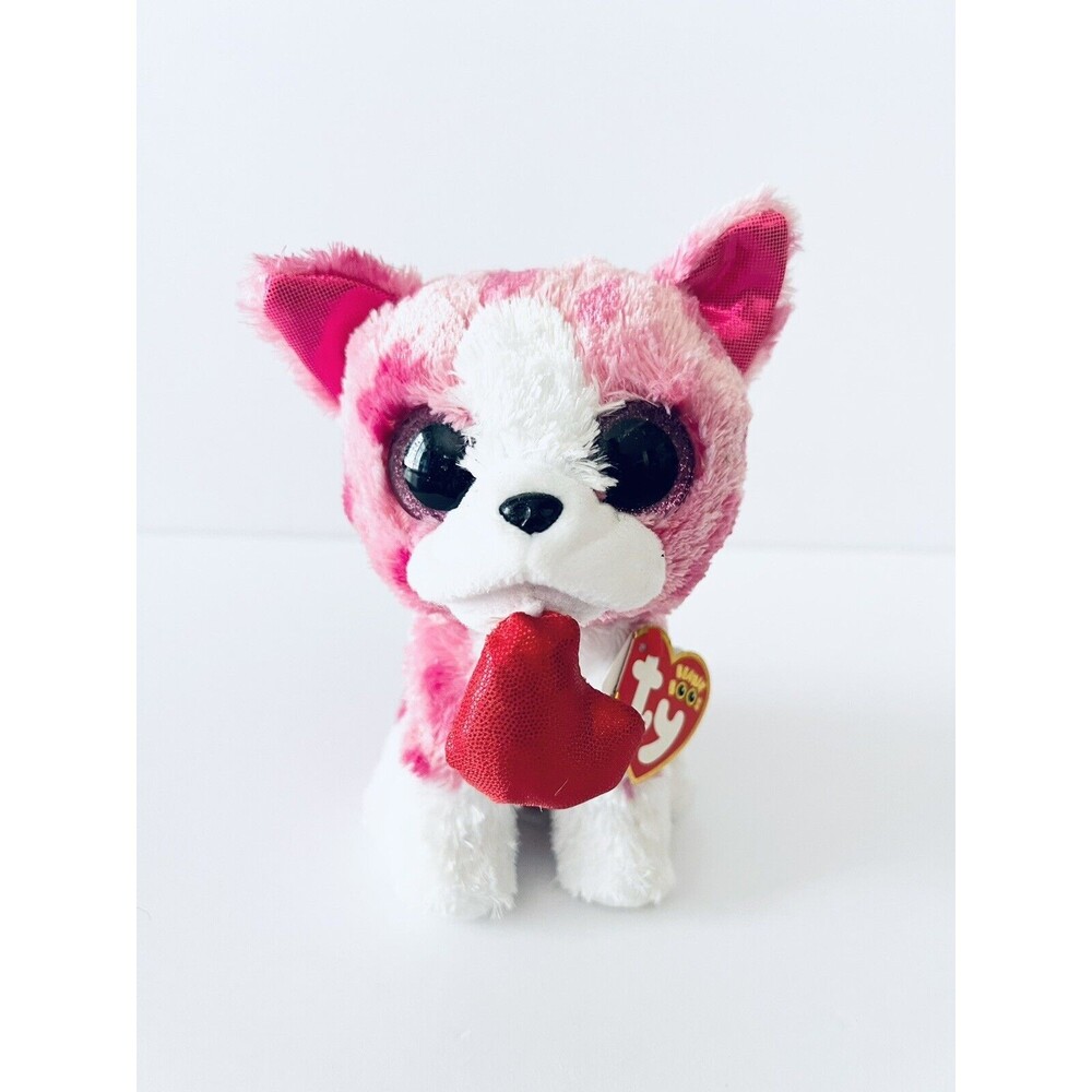 Ty Beanie‎ Boos-ROMEO 6" VALENTINES DOG New MWMT's